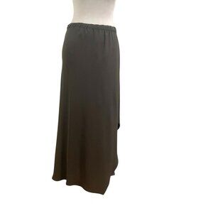 DUSAN 100% Silk Tulip Hem Midi Skirt Elastic Waist Designer Taupe size Small